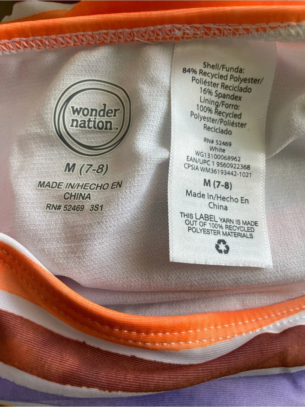 Wonder Nation High Waist Swim Bottoms Girls Size 7/8 M Multicolor Striped NWOT